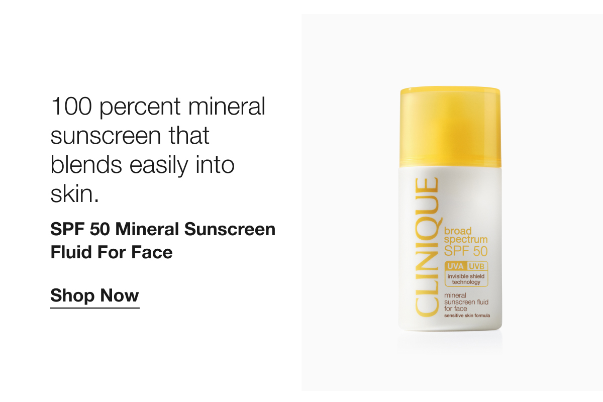 100 percent mineral sunscreen that blends easily into skin. | SPF 50 Mineral Sunscreen Fluid For Face | Shop Now