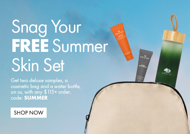 Snag Your FREE summmer Skin Set | Get two deluxe samples, a cosmetic bag and a water bottle, on us, with any $115+ order. code: SUMMER | SHOP NOW