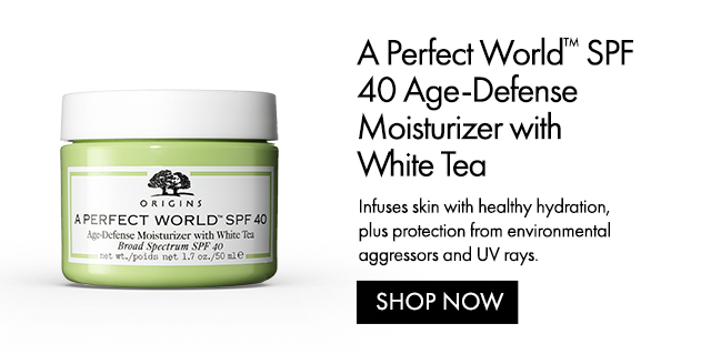 A Perfect World™ SPF 40 Age-Defense Moisturizer with White Tea | Infuses skin with healthy hydration, plus protection from environmental aggressors and UV rays. | SHOP NOW