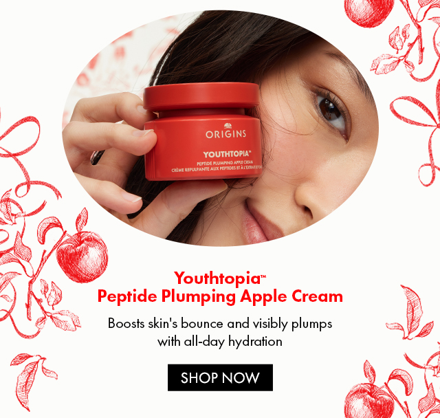 Youthtopia™ Peptide Plumping Apple Cream Boosts skin's bounce and visibly plumps with all-day hydration SHOP NOW
