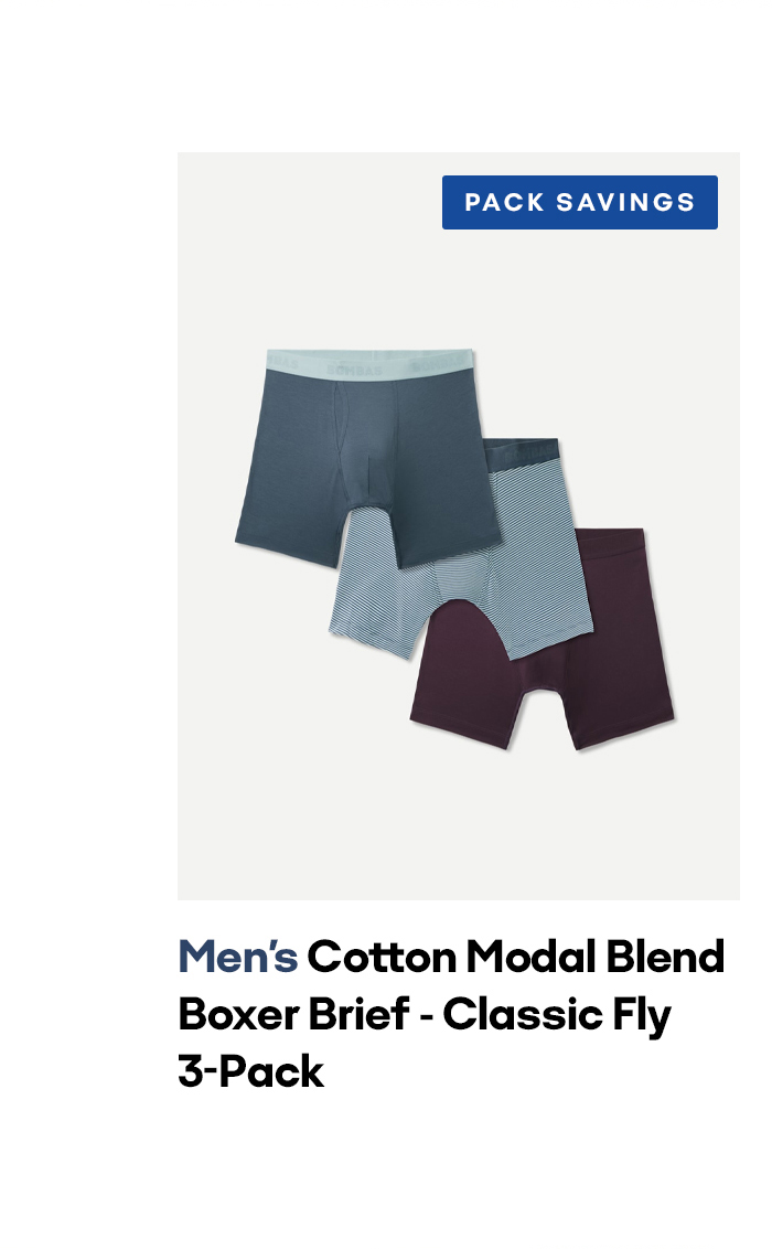 PACK SAVINGS Men's Cotton Modal Blend Boxer Brief - Classic Fly 3-Pack