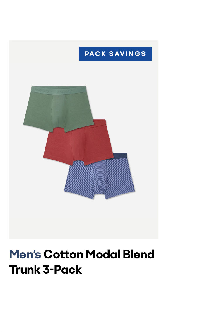 PACK SAVINGS Men's Cotton Modal Blend Trunk 3-Pack