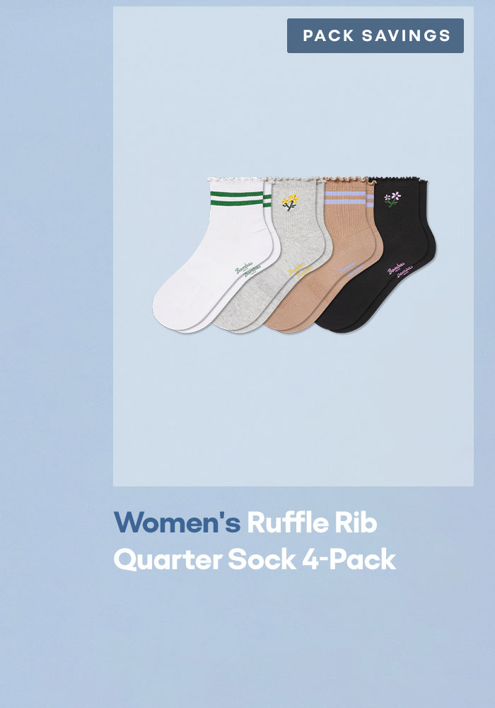 PACK SAVINGS Women's Ruffle Rib Quarter Sock 4-Pack