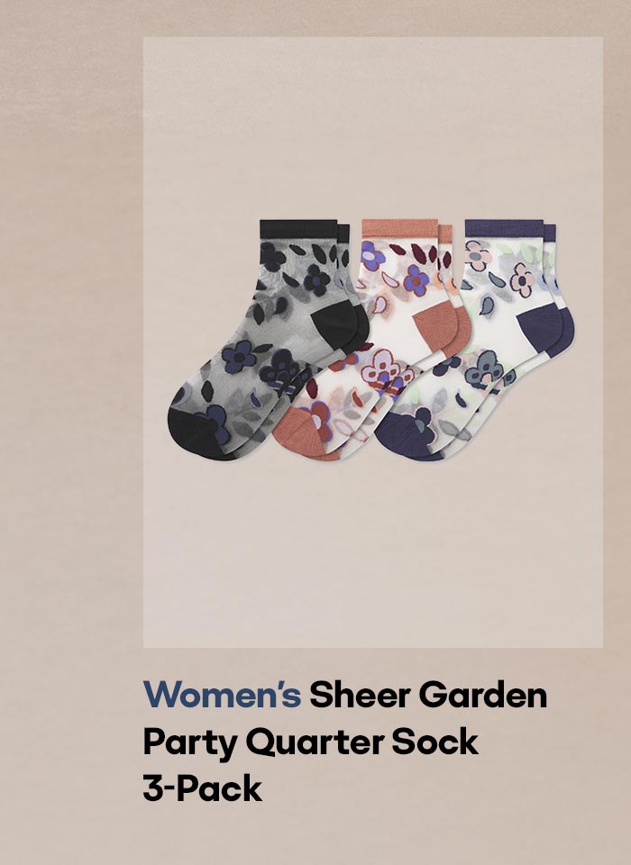 Women's Sheer Garden Party Quarter Sock 3-Pack