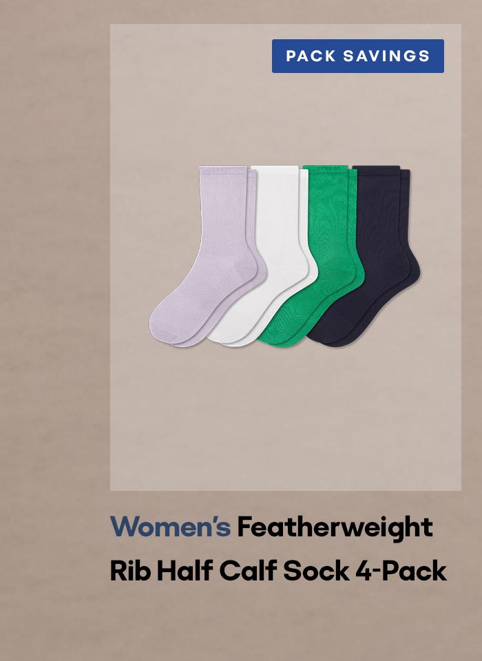 PACK SAVINGS Women's Featherweight Rib Half Calf Sock 4-Pack