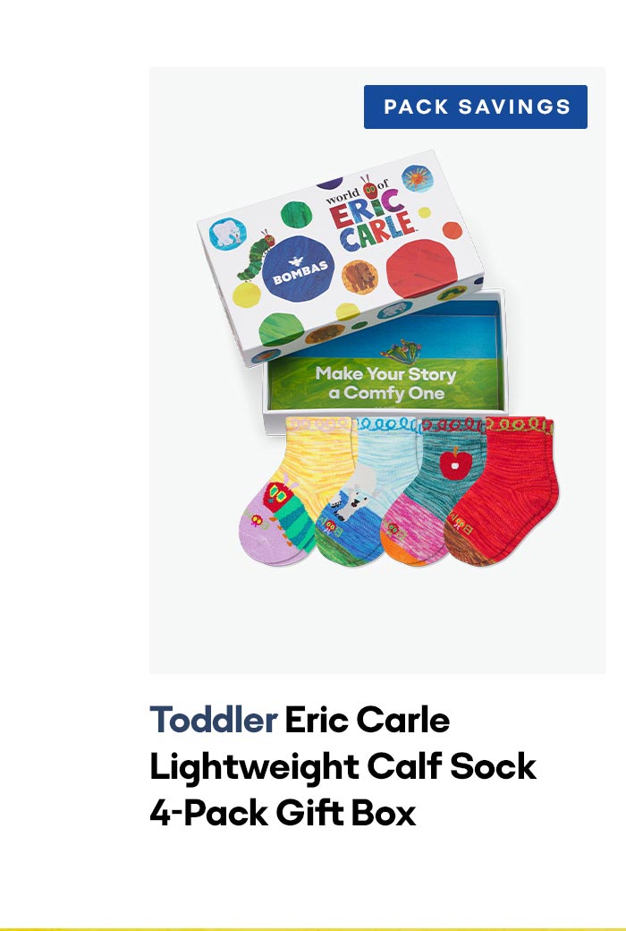 PACK SAVINGS | Toddler Eric Carle Lightweight Calf Sock 4-Pack Gift Box
