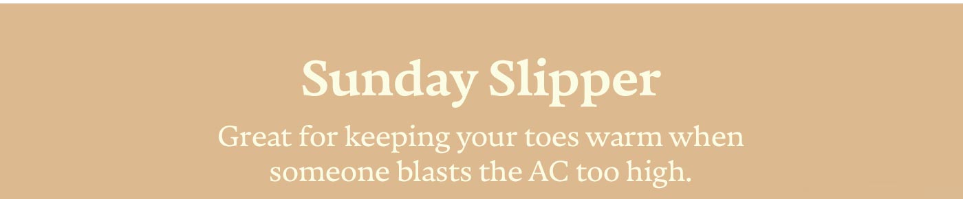 Sunday Slipper | Great for keeping your toes warm when someone blasts the AC too high.