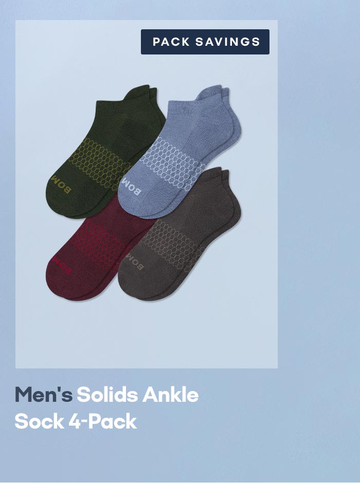PACK SAVINGS | Men's Solids Ankle Sock 4-Pack