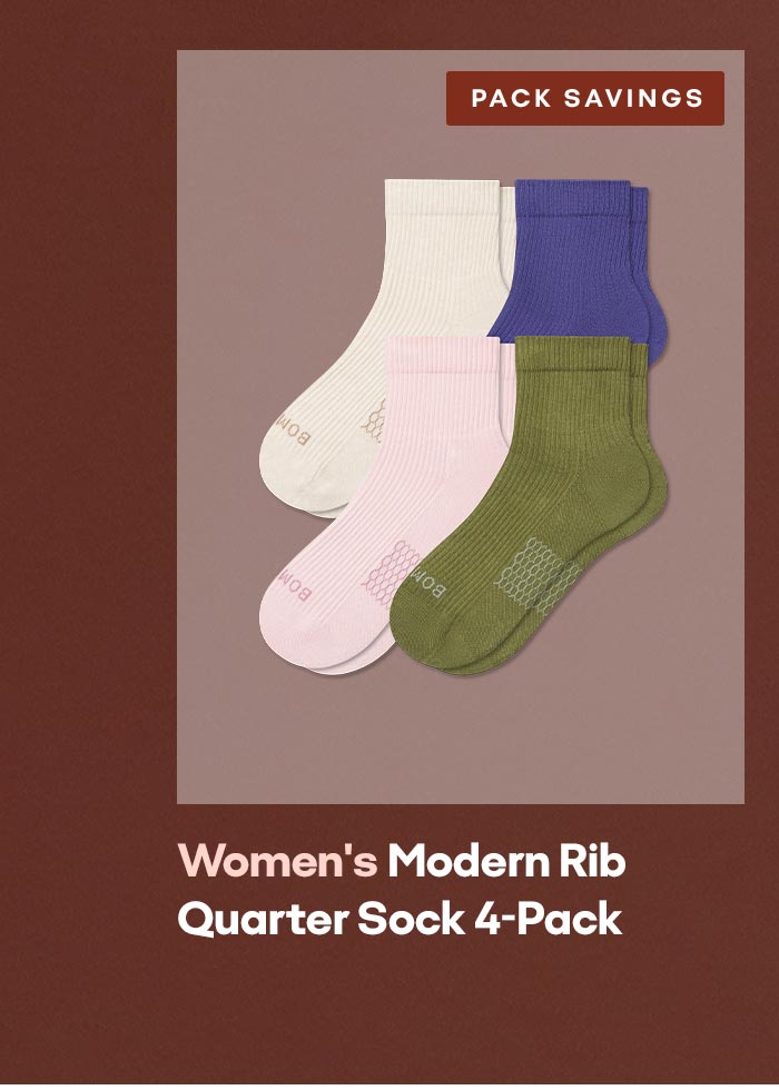 PACK SAVINGS | Women's Modern Rib Quarter Sock 4-Pack