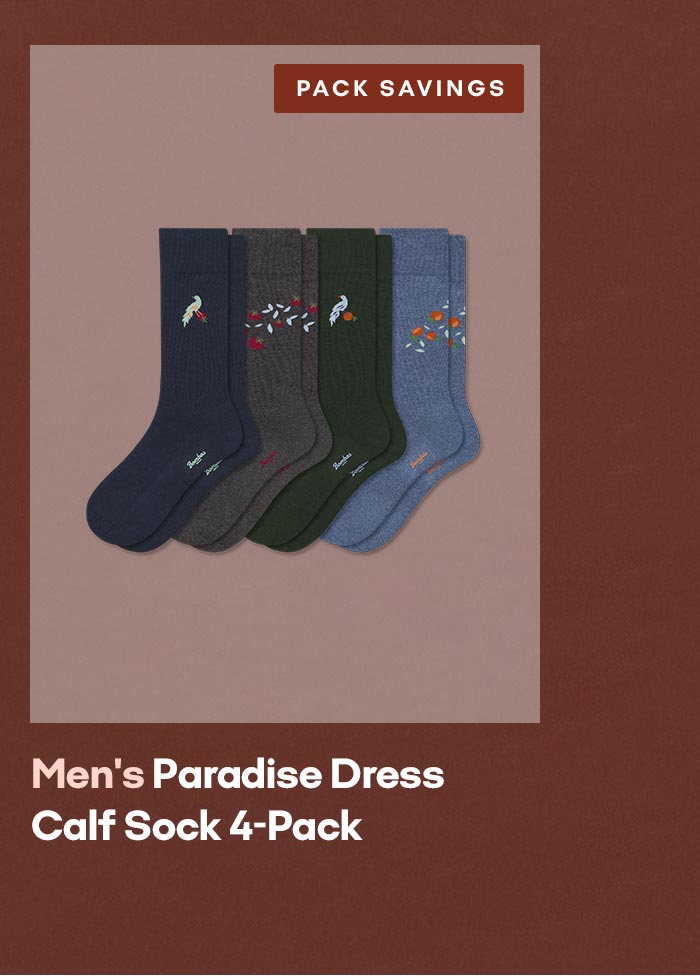 PACK SAVINGS | Men's Paradise Dress Calf Sock 4-Pack