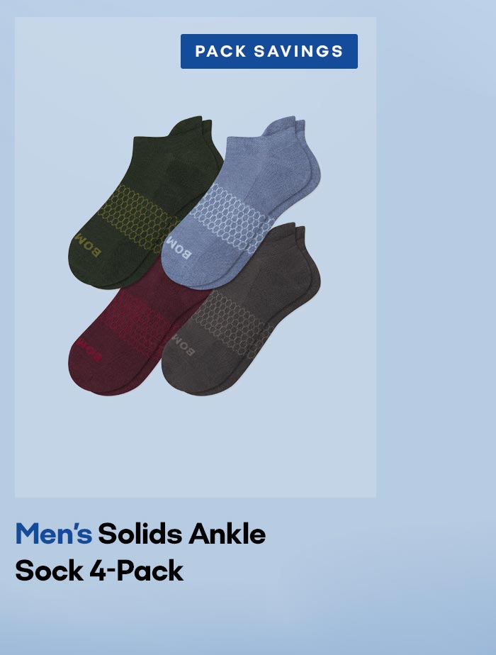 PACK SAVINGS | Men's Solids Ankle Sock 4-Pack