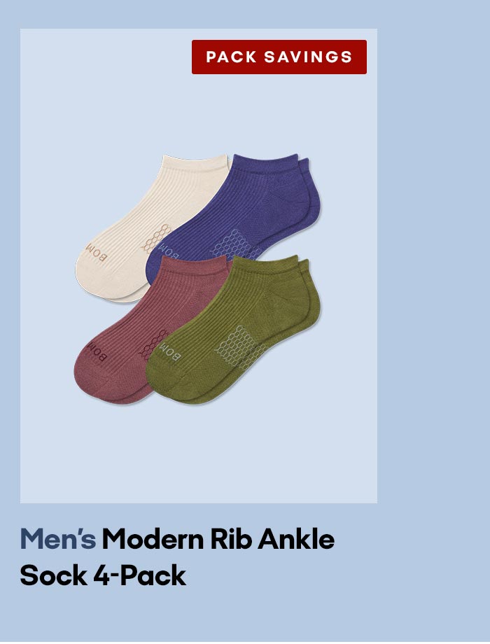 PACK SAVINGS | Men's Modern Rib Ankle Sock 4-Pack
