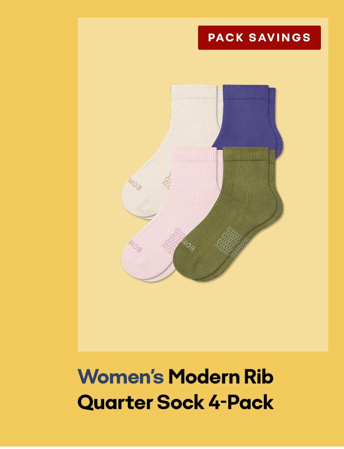 PACK SAVINGS | Women's Modern Rib Quarter Sock 4-Pack