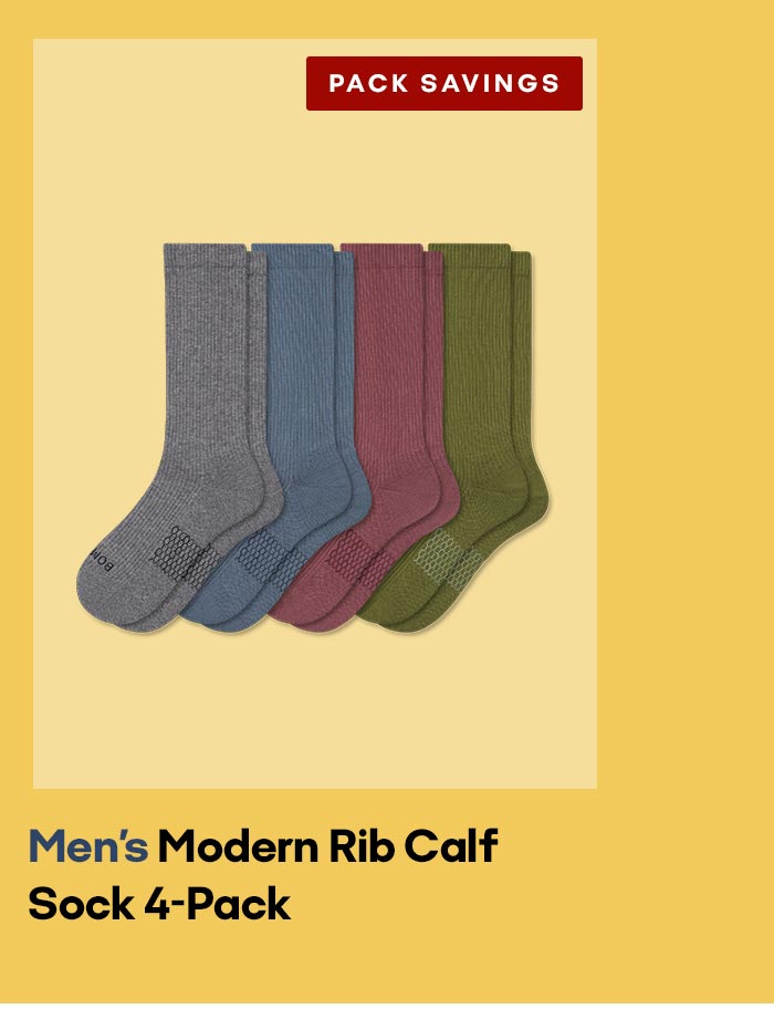 PACK SAVINGS | Men's Modern Rib Calf Sock 4-Pack