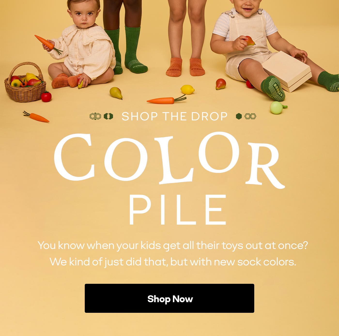 SHOP THE DROP | COLOR PILE | You know when your kids get all their toys out at once? We kind of just did that, but with new sock colors. Shop Now