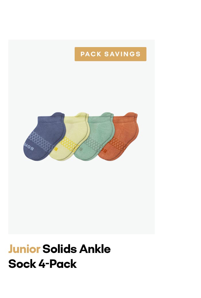 PACK SAVINGS | Junior Solids Ankle Sock 4-Pack