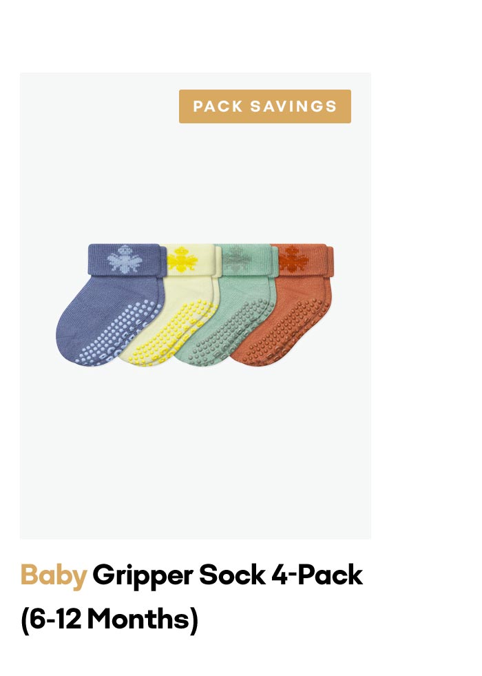 PACK SAVINGS | Baby Gripper Sock 4-Pack (6-12 Months)