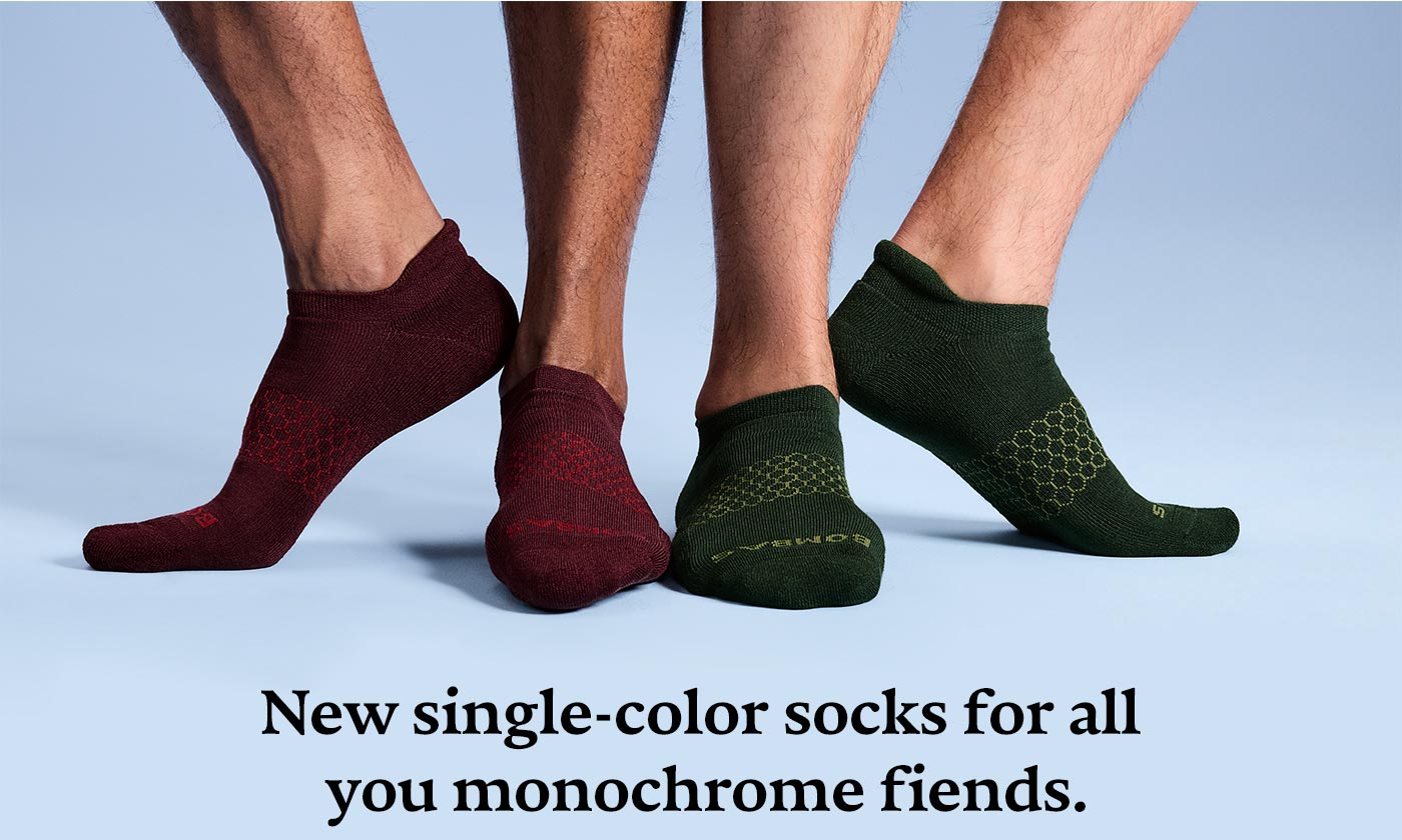 New single-color socks for all you monochrome fiends.