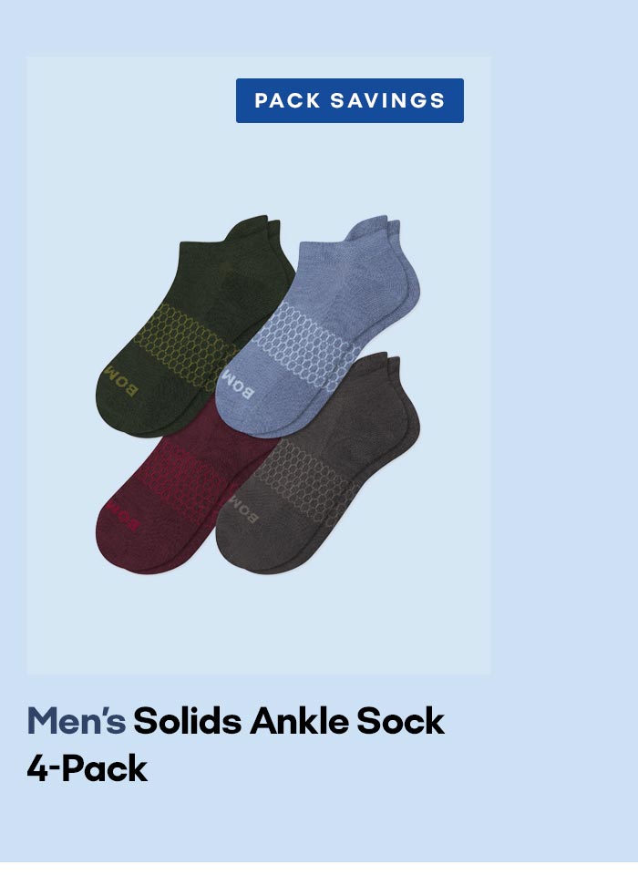 PACK SAVINGS | Men's Solids Ankle Sock 4-Pack