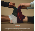 Athletic | Supports arches. Protects ankles. Wicks sweat. That's what we call a triple threat.