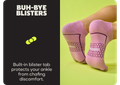 BUH-BYE BLISTERS | Built-in blister tab protects your ankle from chafing discomfort.