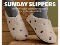 SUNDAY SLIPPERS | The fluffy, best-selling faves, with a new embroidered look.