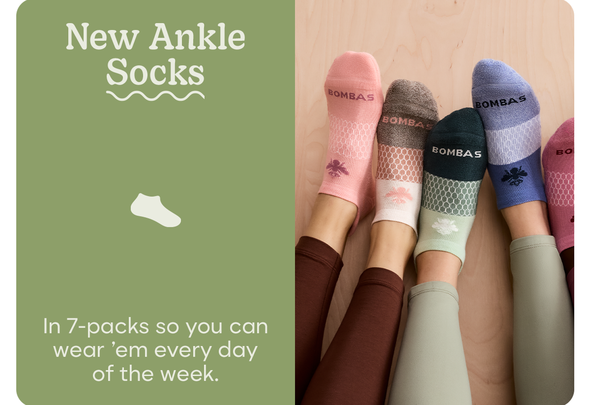 New Ankle Socks | In 7-packs so you can wear 'em every day of the week.