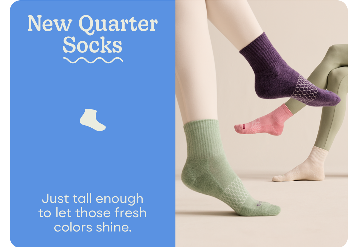 New Quarter Socks | Just tall to let those fresh colors shine.