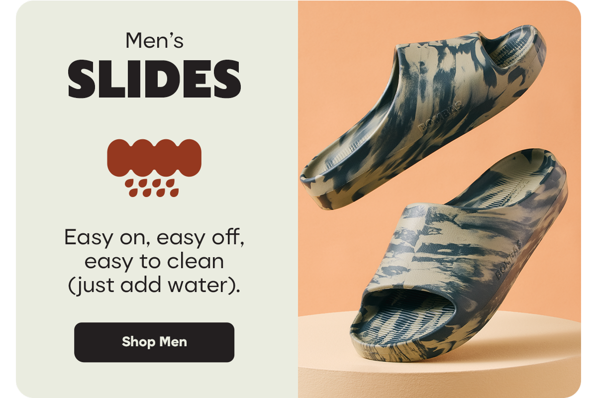 Men's SLIDES | Easy on, easy off, easy to clean (just add water). | Shop Men