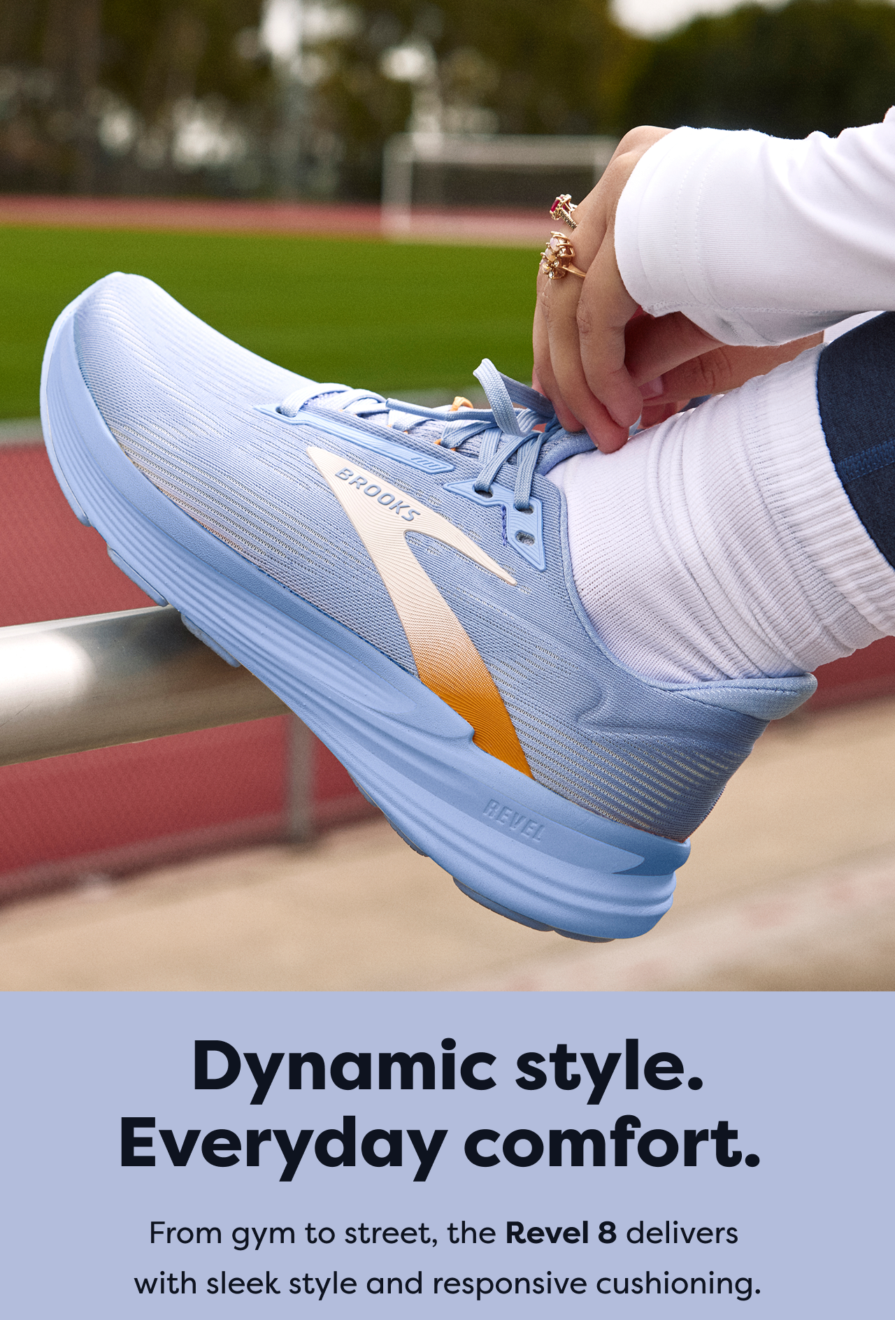 Dynamic style. Everyday comfort. From gym to street, the Revel 8 delivers with sleek style and responsive cushioning.