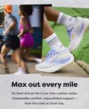 Max out every mile Go hard and go far in our max cushion styles. Unbeatable comfort, unparalleled support from first mile to finish line.