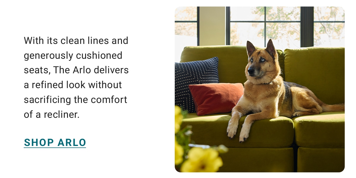 With its clean lines and generously cushioned seats, The Arlo delivers a refined look without sacrificing the comfort of a recliner. SHOP ARLO